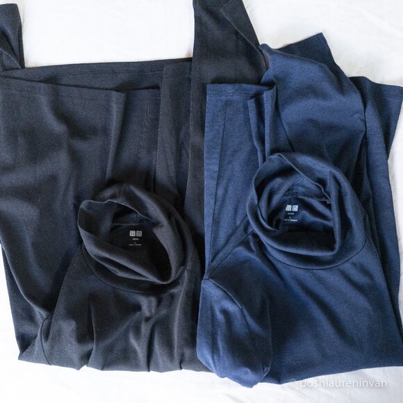 Uniqlo Women's Supima Cotton Modal Long-Sleeve Turtleneck – Bundle of 2 – Size L - Picture 1 of 9